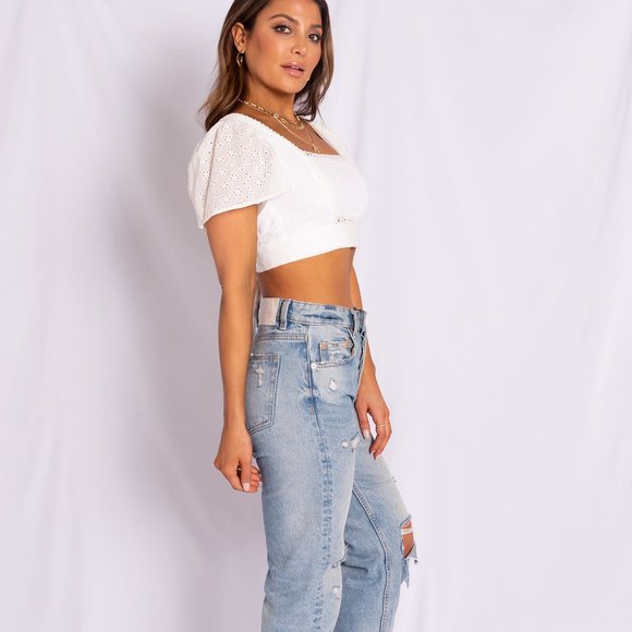 White eyelet crop top - Picture 2 of 7